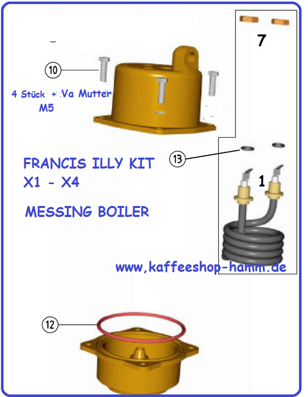Francis x1 - X.4 . Heizspiralen Kit -A000010-für - Reparatur Kit - Messing Boiler