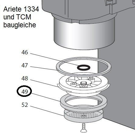 Ariete 1334 DICHTUNG F. SIEBTRÄGER ø 58x46x8 mm